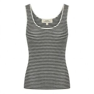 Arch4 Baby Goat Cashmere Bebbington Striped Tank Top Ivory Black Medium